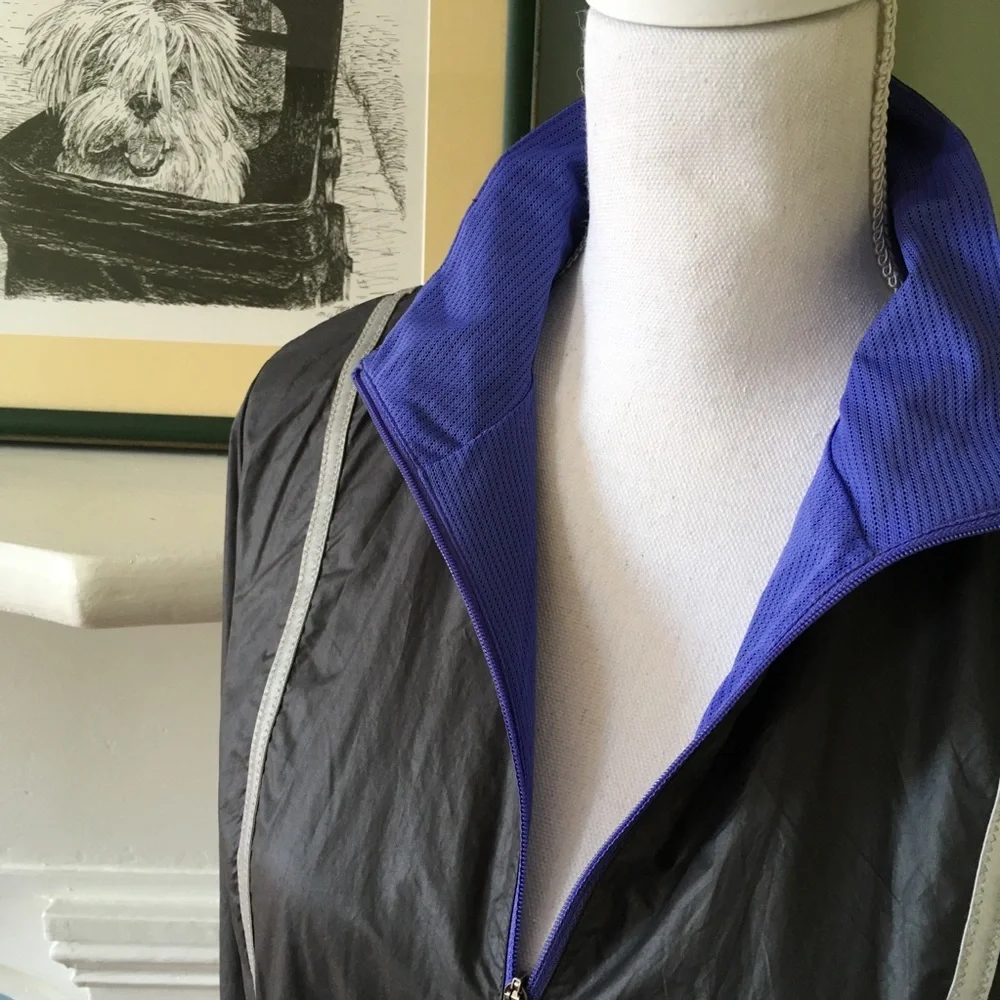 NWOT Lucy Dark Gray Windbreaker with Purple Trim - Picture 2 of 8